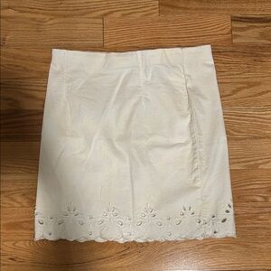 Tristan white Skirt with Embroidered Hem